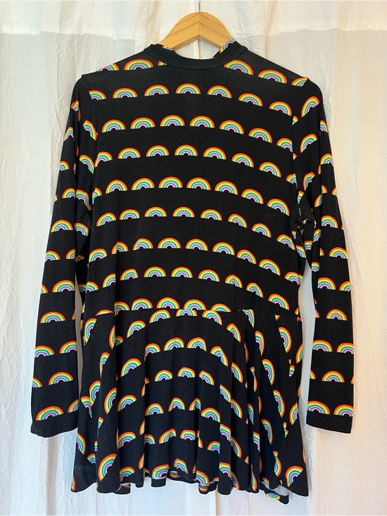Modcloth Tops - ModCloth Rainbow Long Sleeve Peplum Mock Neck top
